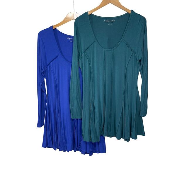 SOFT SURROUNDINGS Women’s Bundle of Two Raw Seam Long Sleeve Tunic top - Picture 1 of 9